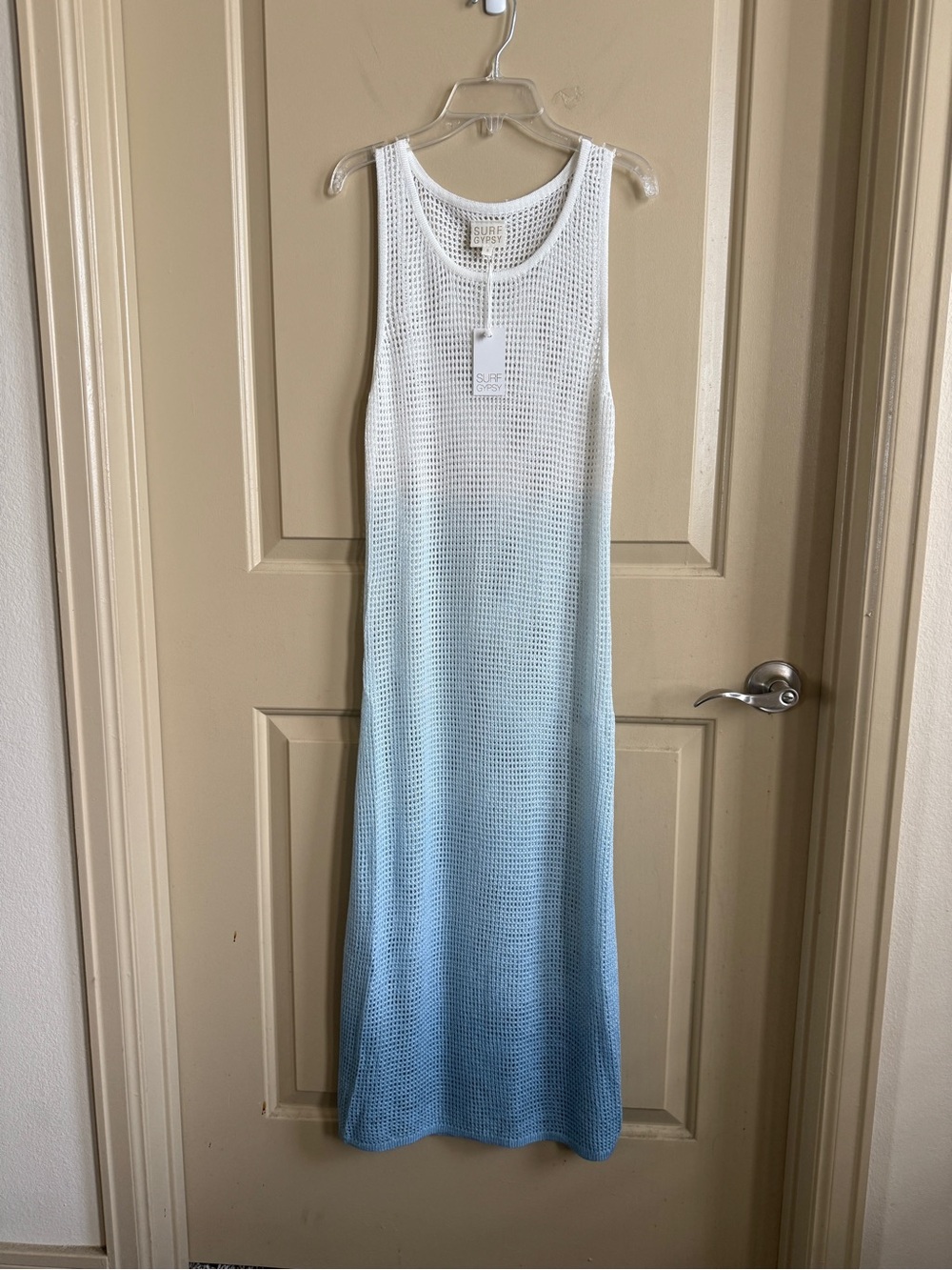 Surf Gypsy White to Light Blue Ombre Knit Midi Dress coverup